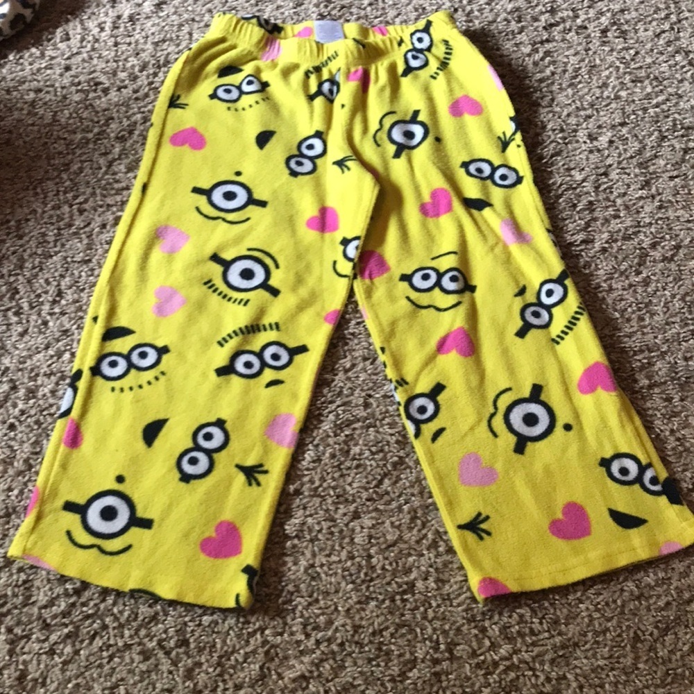Yellow Minion Heart Fleece Pj Pants